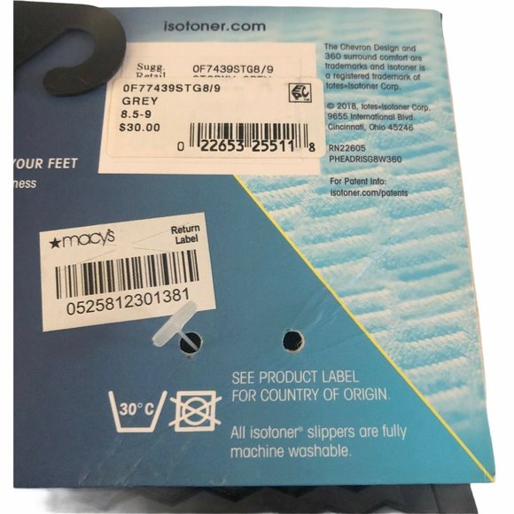 Isotoner Signature 8.5 - 9 Gray Sweater Slippers - Picture 9 of 9